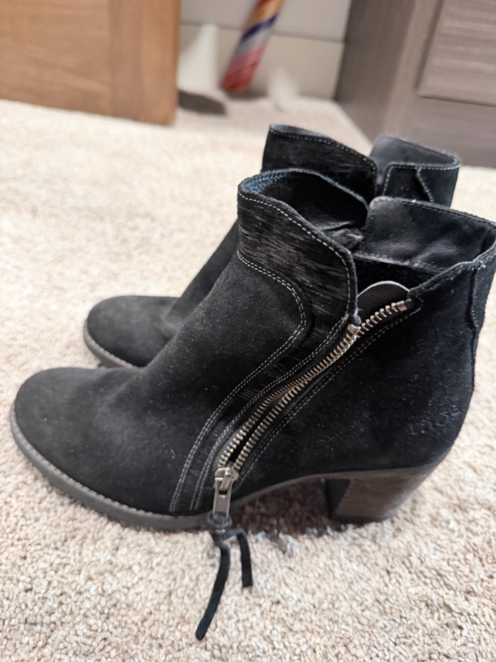 Taos Footwear Billie Black Suede Side-Zip Ankle Boot - Picture 2 of 5
